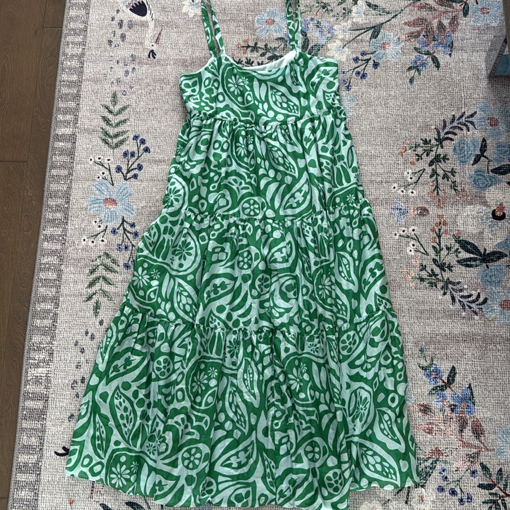 La Ligne Gathered Printed Cotton And Silk-blend Midi Dress In Kelly Green